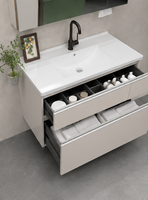 Meuble-lavabo de salle de bain avec vasque en céramique, lavabo simple, meuble-lavabo moderne avec tiroirs de rangement, miroir intelligent mural, pour la maison et l'hôtel
