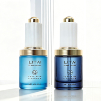 Flacon compte-gouttes en verre de luxe 30 ml pour huile essentielle pour les yeux, flacon vide de 1 oz pour sérum et huile de soin avec compte-gouttes à bouton-poussoir