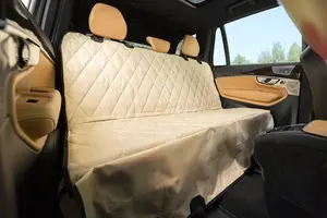 Funda de asiento de coche de perro mascota Beige de lujo para asiento trasero Protector impermeable de asiento de coche