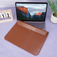 Housse pliable pour ordinateur portable, étui à rabat magnétique en cuir PU grain crocodile, sac de protection étanche pour ordinateur portable de 13/14/15,6 pouces