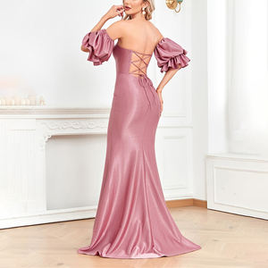 Nouvelle Offre Spéciale élégante manches trois-quarts robe de mariée en satin queue de poisson mariage robes de soirée formelles bal - Product Image 4