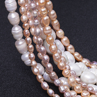 Bijoux en perles d'eau douce en forme de riz rose blanc naturel en gros perles en vrac de haute qualité pour la fabrication de colliers et de bracelets à faire soi-même
