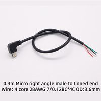 Câble Micro USB en PVC en stock, 2 ou 4 conducteurs, 0,3 m/1 m, à extrémités ouvertes pour ordinateur, avec charge rapide 3A