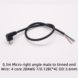 כבל מיקרו USB מ-PVC במלאי, 2/4 גידים, 0.3 מ'/1 מ', קצה פתוח לשימוש במחשב עם טעינה מהירה 3A - Product Image 5