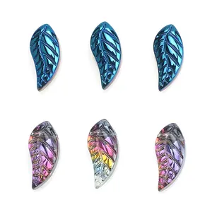 Zhubi 8X18MM manik-manik kaca bentuk daun melengkung untuk pembuatan perhiasan warna-warni manik-manik kaca sayap kristal DIY membuat kerajinan tangan