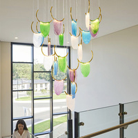 Lustre en verre moderne de luxe, luminaire suspendu design pour salon, escalier, plafond en verre