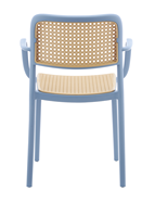 Fauteuil en plastique PP avec assise et dossier effet rotin, chaise d'appoint empilable pour extérieur, patio, café, restaurant