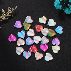 Strass en verre à dos plat en forme de cœur de pêche, irisés, pour nail art, accessoires de bijoux DIY, décorations scintillantes de 12 mm - Product Image 4