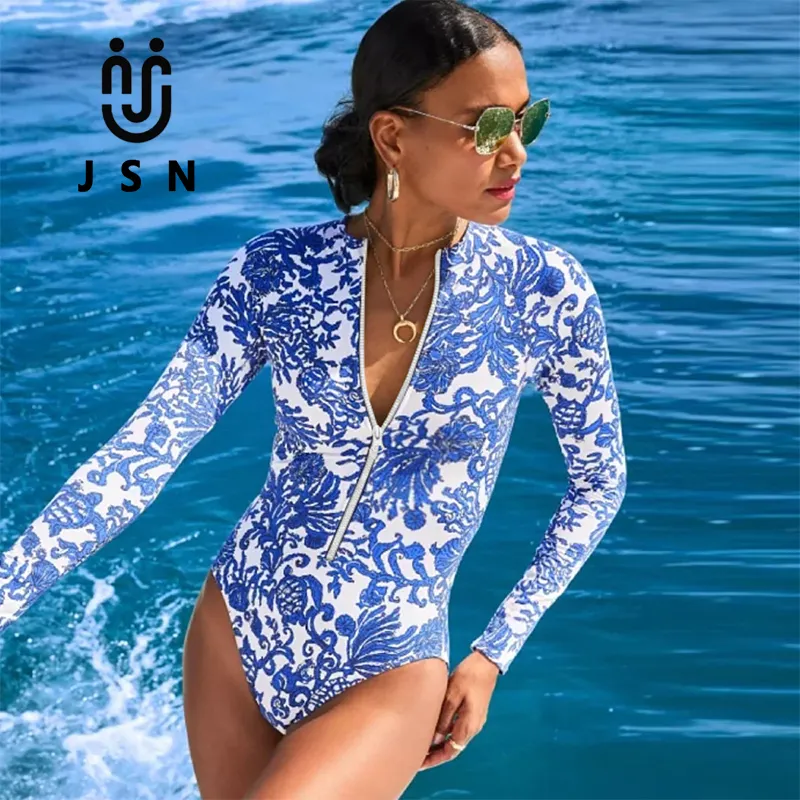 ملابس سباحة من JSN Rashguard ملابس بحر مقاس كبير ملابس لياقة بدنية مثيرة بيكيني بحمالة صدر رافعة للنساء ثوب سباحة مخصص للنساء بيكيني