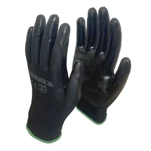 Лидер продаж, прямые полиэфирные черные рабочие защитные перчатки из полиэстера, защитные перчатки, перчатки для строительства