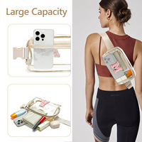 Sac banane unisexe en PVC transparent brodé avec lettres, étanche, à fermeture éclair, décontracté, sportif, pour stade, activités de plein air, course à pied, organisateur