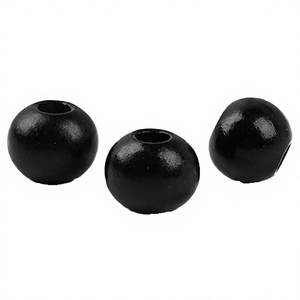 Perles en bois noir naturel 12 mm à grand trou, lot en vrac pour la fabrication de bijoux, perles rondes non traitées fabriquées en Chine - Product Image 4