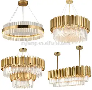 DLSSLIGHTING Hotel Hall Crystal Chandelier Ceiling Luxury Hanging Dining For Home Pendent Lamp Led Chandeliers & Pendant Lights