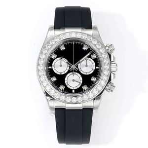 Reloj mecánico de lujo para hombre más vendido de 2025 con bisel de diamantes y correa de goma, cronógrafo de triple subesfera - Product Image 2