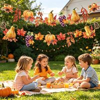 Décorations de bannière de récolte d'automne, bannière d'automne avec citrouilles, feuilles d'érable, fruits de la récolte, pour cheminées, jardin, anniversaire