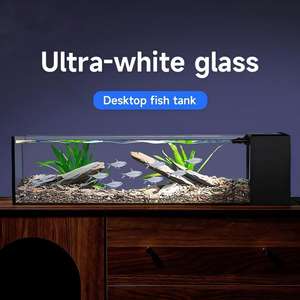 Vente en gros - Kit d'<span class=keywords><strong>aquarium</strong></span> pour betta en verre ultra-clair à faible teneur en fer de 20 gallons - Décoration de bureau pour <span class=keywords><strong>aquarium</strong></span> avec pompe à eau et éclairage LED - Product Image 2