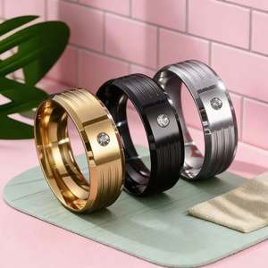 خاتم زركونيا مصقول بدرجة عالية للعشاق مع خاتم وعد من الفولاذ المقاوم للصدأ للحبيبين - Product Image 6