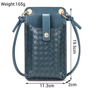 New Design Multifunction Woven Pattern Shoulder Crossbody <strong>Bag</strong> Pu Leather <strong>Mobile</strong> Phone <strong>Bags</strong> for Women - Product Image 4