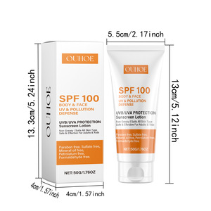 SPF 100 바디 선블록 크림 순한 보습 UV 차단 상쾌한 유분 컨트롤 광채나는 끈적임 없는 진정 선스크린 크림 - Product Image 2