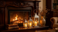Lanterne en verre en acier inoxydable, porte-bougie décoratif, compatible avec les lumières LED pour mariage, patio, décoration de la maison