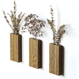 Houten Wandzakvazen Luxe Trend Decoratieve Interieurplanten Houten Wanddecor Rustieke Pocket Bloempotten