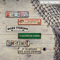 Letreros de metal estilo matrícula de Fish House, decoración de pared para casa de lago o man cave