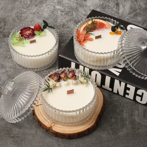 Velas Aromáticas Decorativas con Flores y Frutas Secas, con Campana de Vidrio, Cera de Soya Premium, Fragancia Duradera para Bodas - Product Image 3