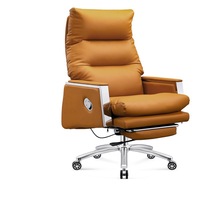 Chaise de bureau moderne confortable en cuir PU, personnalisable ODM/OEM, pivotante et inclinable avec repose-pieds, idéale pour le travail sur ordinateur