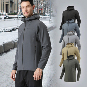 Custom Men's Hooded Softshell Jacket Waterproof Windproof Breathable Quick <b>Dry</b> Outdoor Hiking Sports <b>Coat</b> Fleece Lined Front - Product Image 3