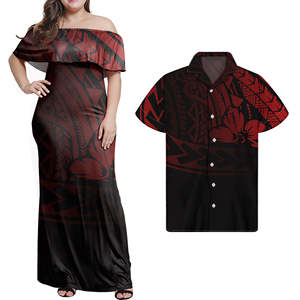 Samoa <span class=keywords><strong>tatouage</strong></span> polynésien Hibiscus <span class=keywords><strong>fleur</strong></span> Designer femmes hors épaule robe chemise hawaïenne ensemble île du Pacifique deux pièces robe - Product Image 4