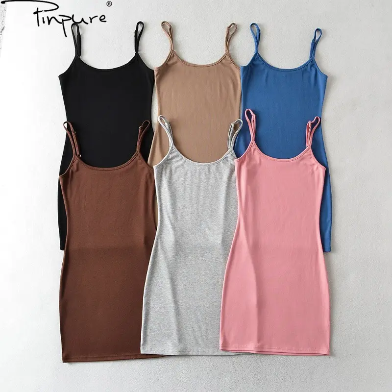 R10388S Simple Classic 6 Color Elegant Casual Mini Length Sleeveless O Neck Stretch Jersey Bodycon Casual Dresses