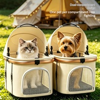 Poussette double A6-2 à 4 roues pour animaux de compagnie, détachable, pliable, légère, en alliage d'aluminium, grande capacité pour chiens et chats, peut être séparée
