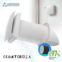 Ventilateur de ventilation mural moderne Airwoods Bestseller Mini ERV, 3 vitesses, 92 % d'efficacité, installation facile et flexible, chambre à coucher