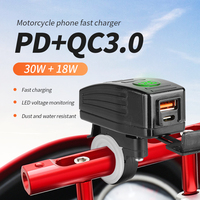 Chargeurs double port 12V PD+QC3.0 à charge rapide, adaptateur USB pour automobile et moto avec surveillance de la tension