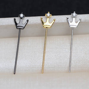 Accesorio Versátil de Plata S925 Hecho a Mano, con Forma de Varita de Mago y Corona, para Abalorios Barrocos, Componentes de Joyería Hueca - Product Image 1