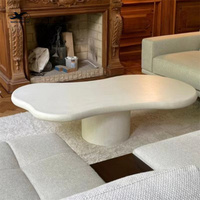 Extérieur luxe maison ovale moderne coofee table salon table à thé ronde pierre sculptée ronde travertin table basse