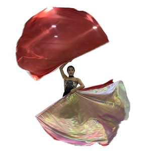Juego de accesorios de baile coloridos Abanicos de seda grandes para espectáculos de escenario para danza del vientre moderna Latina Traje a juego - Product Image 3