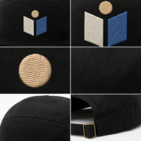 Casquette en toile de coton à 5 panneaux, marque privée, unisexe, avec patch personnalisé