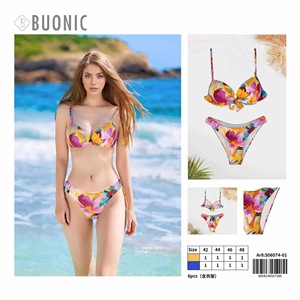 Buonic Conjunto de bikini floral para mujer, talla 42 44 46 48, traje de baño de verano para playa, traje de baño de dos piezas - Product Image 1