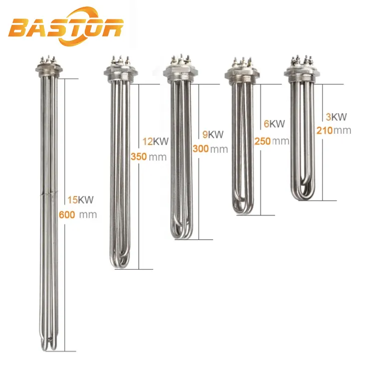 220v 3kw 6kw 9kw 12kw stainless steel tubular immersion heating element electric water resistor heater