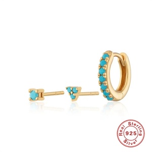 Trendy 3 Pcs Colorful Zircon Natural Turquoise Stone Sterling <b>Silver</b> <b>Earrings</b> <b>Set</b> <b>Stud</b> <b>Earring</b> - Product Image 4