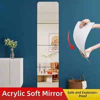 Miroir mural en acrylique incassable, panneaux de miroir autocollants, installation facile pour la maison, la salle de bain, la chambre à coucher, décoration de chambre DIY, directement de l'usine