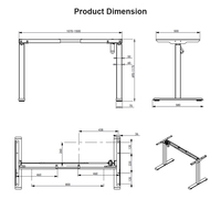 Table d'ordinateur à hauteur réglable à bas prix, cadre électrique gris, bureau intelligent pour la maison