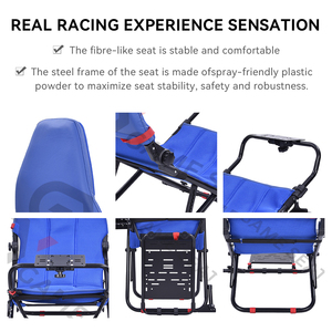 Cabina de Simulación de Carreras Plegable GY079 con Respaldo Cómodo en Acero Azul <span class=keywords><strong>para</strong></span> PC, Playstation 2 <span class=keywords><strong>3</strong></span>, Wii, Xbox - Product Image 3