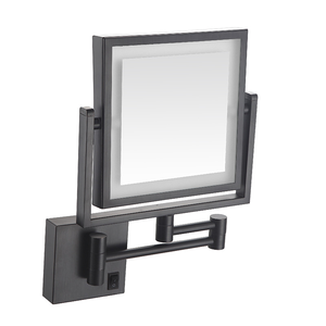 Modern Hotel Makeup Bathroom <b>Mirror</b> <b>Wall</b> Mounted Square Folding Shaving Illuminated <b>LED</b> Lighted - Product Image 5