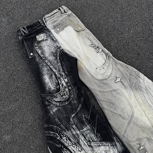 Jeans à jambes larges DiZNEW pour hommes, vente en gros, design américain, mode streetwear, nouveaux jeans baggy pour hommes - Product Image 2