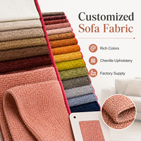 Tissu d'ameublement de canapé en polyester multicolore 400GSM, tissu de canapé en chenille tissé lourd, vente en gros