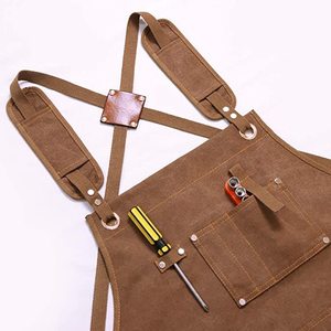 <span class=keywords><strong>Tablier</strong></span> en toile cirée avec poches pour hommes, Logo personnalisé, idéal pour le travail et les salons commerciaux - Product Image 5