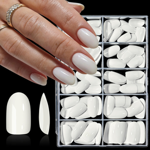 120 <span class=keywords><strong>Uñas</strong></span> Postizas de <span class=keywords><strong>Color</strong></span> Sólido, <span class=keywords><strong>Cortas</strong></span>, Ovaladas, Blancas, <span class=keywords><strong>Uñas</strong></span> Acrílicas de Cobertura Total - Product Image 2
