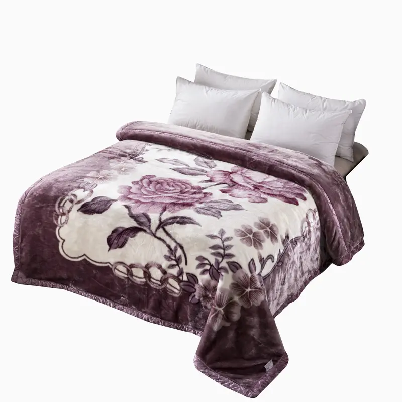 Cheap King Size Flower Mink Winter Sublimation Blanket, Manufacturers Throw Raschel Bed Printed Blanket